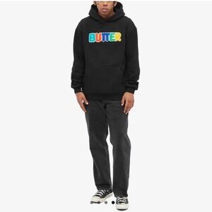 Butter Goods Bubble Logo Pullover Hoodie Mens M Black Skater Streetwear Graphic